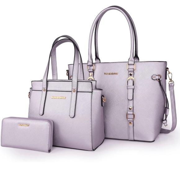 Handbags - Purple 3PCS Purses for Women Tote Purse and Wallet Set Shoulder Bags set